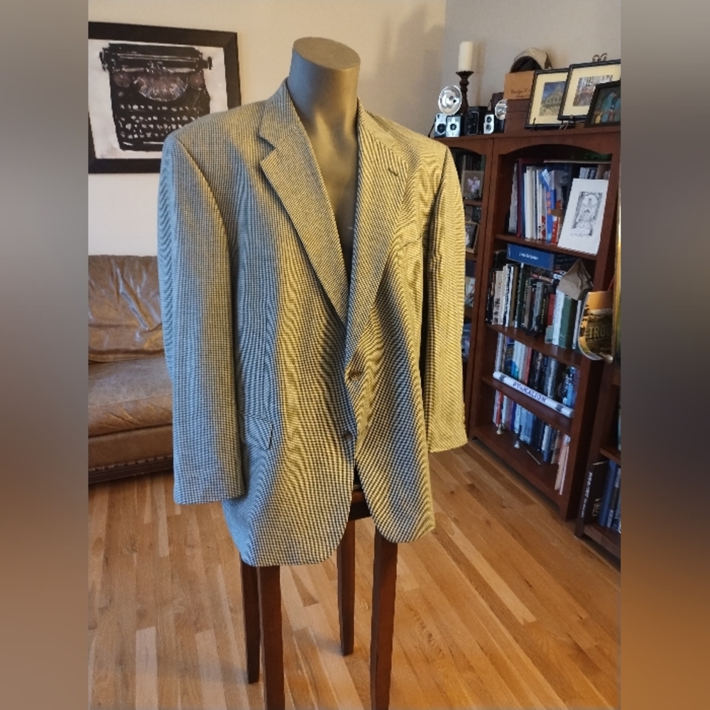 CM Gold Series Black and White Houndstooth Sport Coat Blazer Size 52R
